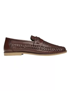 Trey Brown Leather Slip On Shoes