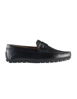 Conwell Leather Driving Shoes In Black