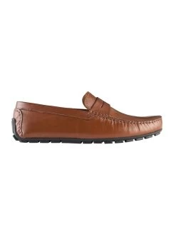 Conwell Leather Driving Shoes In Tan