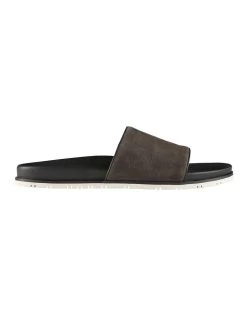 Bronte Nubuck Pool Slides In Charcoal