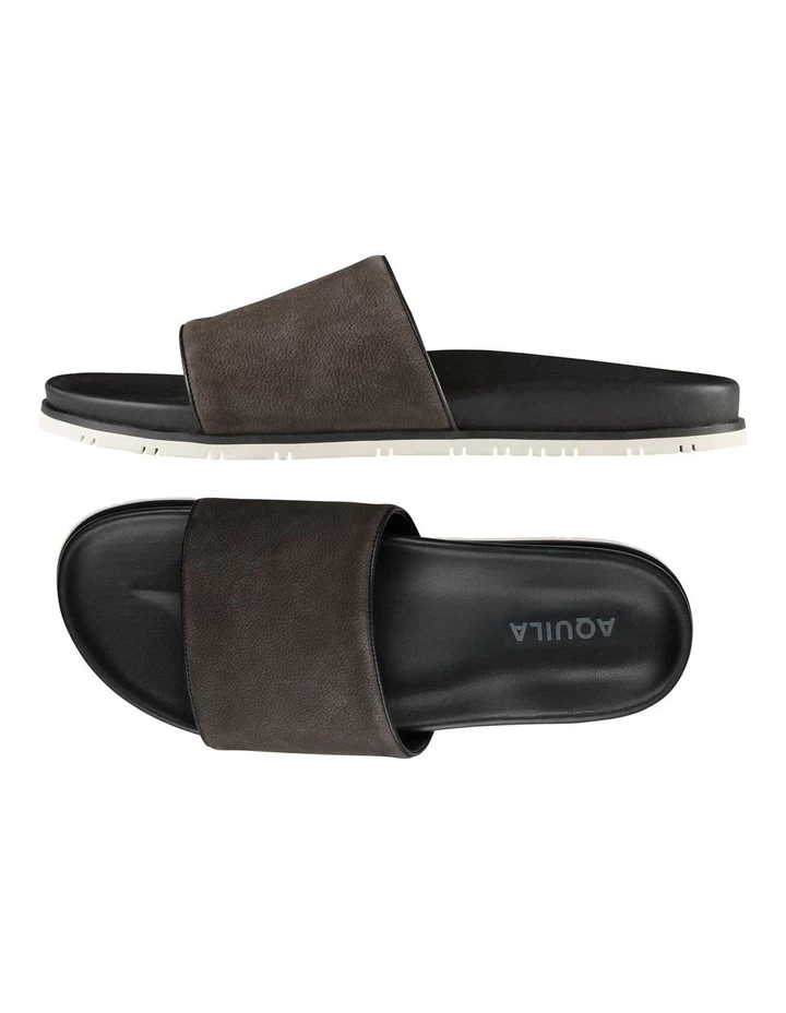 Bronte Nubuck Pool Slides In Charcoal 2 Bronte Nubuck Pool Slides In Charcoal - Image 2