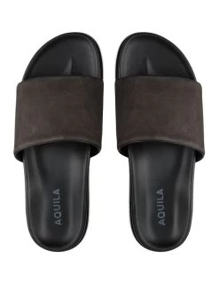 Bronte Nubuck Pool Slides In Charcoal 5 Bronte Nubuck Pool Slides In Charcoal -Men Shoe Store 950389120 3 720x928