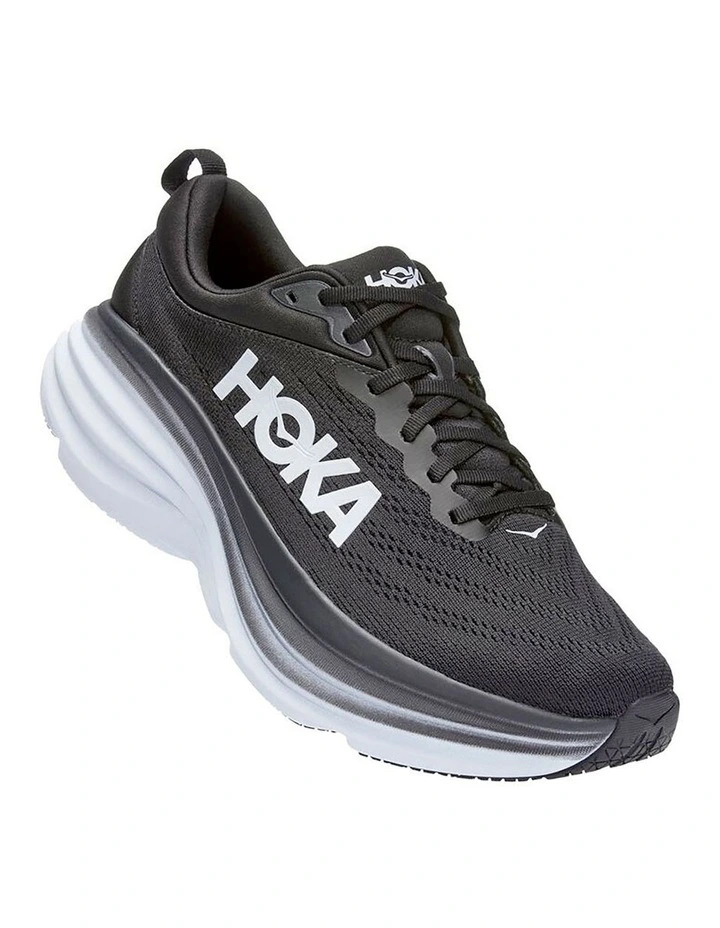 Hoka One One Bondi 8 Wide Mens Running Shoes In Black/White 2 Hoka One One Bondi 8 Wide Mens Running Shoes In Black/White - Image 2
